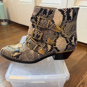 Chloe | Susanna Python Snakeskin Print Studded Boot Size 37